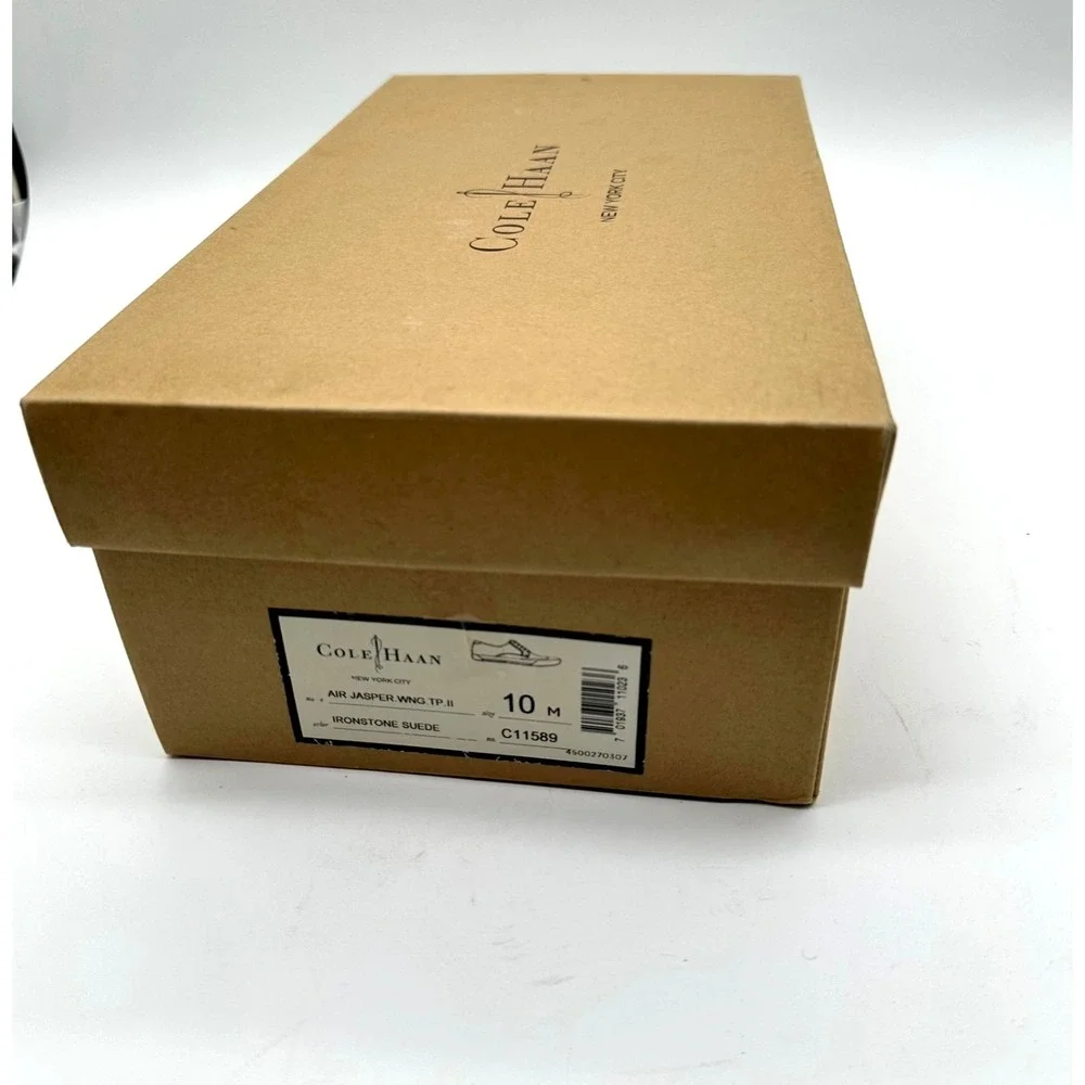 Cole Haan Air Jasper Wingtip‎ II Suede Shoes 10M – Gray/Red C11589 – With Box